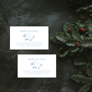 Carte D'accompagnement Livres de ski Après Bébé pour Baby Shower Bleu Hiv
