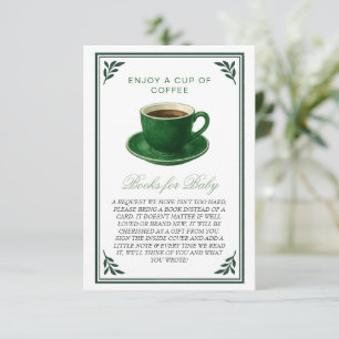 Carte D'accompagnement Livres de tasse de café vert pour Baby Shower