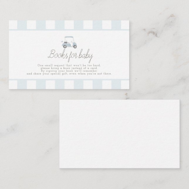 Carte D'accompagnement Livres de voiturette de golf bleu pour bébé (Devant / Derrière)