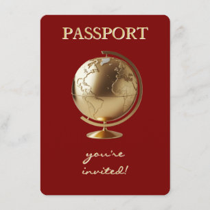 Carte D'accompagnement Livres de voyage Passeport Globe Doré pour Bébé