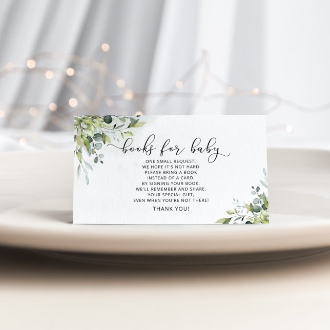 Carte D'accompagnement Livres d'eucalyptus vertes pour billet bébé (Créateur téléchargé)