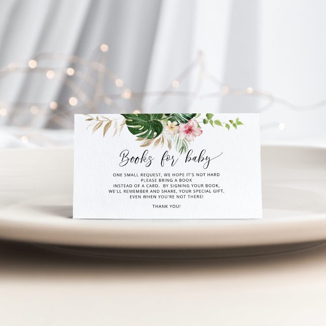 Carte D'accompagnement Livres d'hibiscus tropicaux pour billet bébé (Créateur téléchargé)