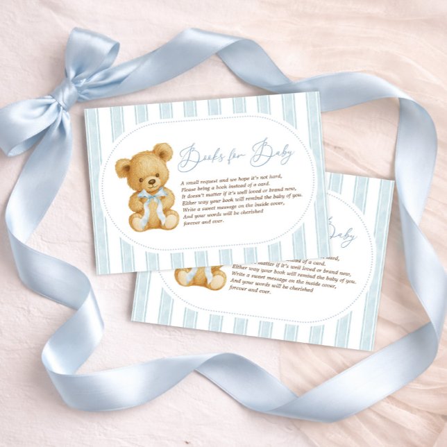 Carte D'accompagnement Livres d'ours en Teddy bleu doux pour bébé (Créateur téléchargé)