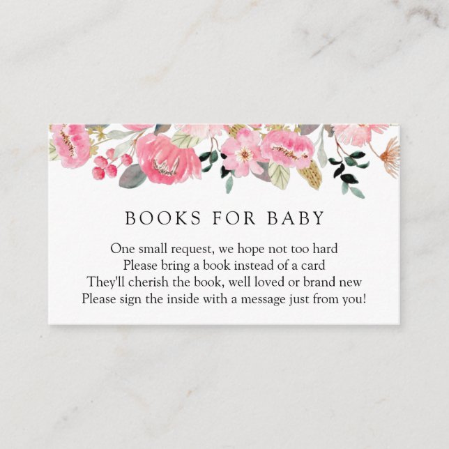 Carte D'accompagnement Livres du Tea Party à la florale rose pour bébé (Devant)
