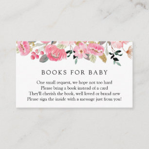 Carte D'accompagnement Livres du Tea Party à la florale rose pour bébé