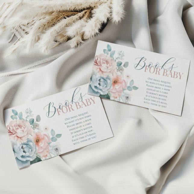 Carte D'accompagnement Livres Dusty Blue Baby shower pour bébé (Créateur téléchargé)