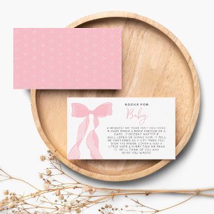 Carte D'accompagnement Livres Élégants à Nœud Rose Pour Baby Shower Bébé