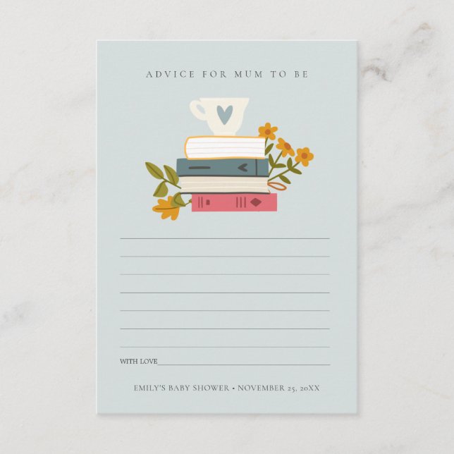 Carte D'accompagnement Livres empilés Conseils floraux pour maman Baby sh (Devant)