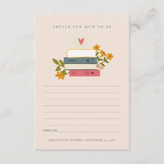 Carte D'accompagnement Livres empilés Conseils floraux pour maman Baby sh (Devant)