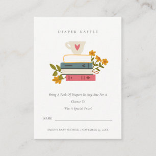 Carte D'accompagnement Livres empilés Cuire florale Raffle Mum Baby showe
