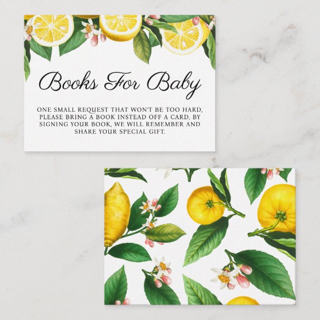 Carte D'accompagnement Livres En Baby shower Citron Pour Bébé (Devant / Derrière)