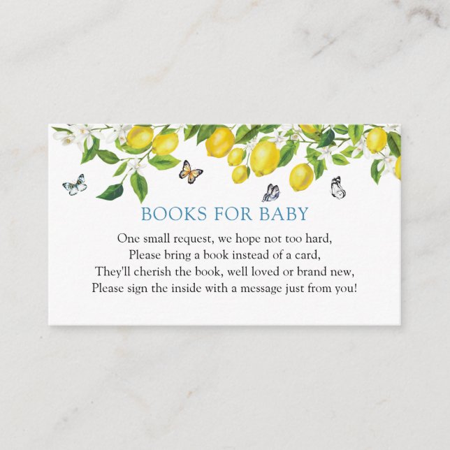 Carte D'accompagnement Livres en Baby shower citron pour bébé (Devant)