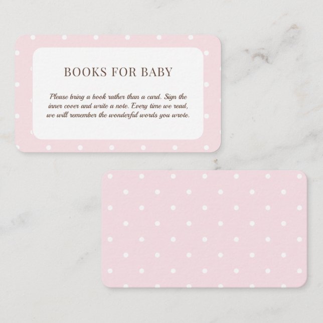 Carte D'accompagnement Livres En Baby shower Pois Rose Pour Bébé (Devant / Derrière)