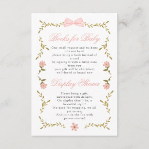Carte D'accompagnement Livres en Baby shower rose fleuri pour présentatio