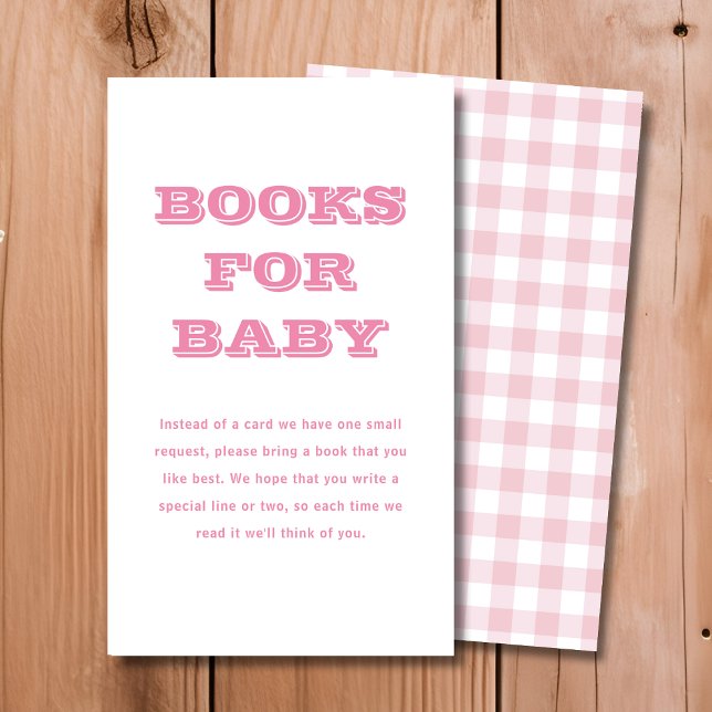 Carte D'accompagnement Livres en plastique rose pour bébé | Baby shower (Créateur téléchargé)