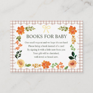 Carte D'accompagnement Livres en vichy au chocolat 013 pour Baby Shower