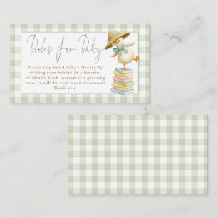 Carte D'accompagnement Livres en Vichy Sage pour Bébé Silly Goose pour Ba