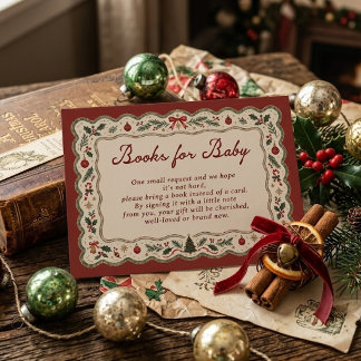 Carte D'accompagnement Livres fantaisistes de Baby Shower de Noël pour bé