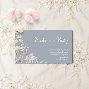 Carte D'accompagnement Livres Fleur Sauvage Bleu Poussiéreux pour Bébé