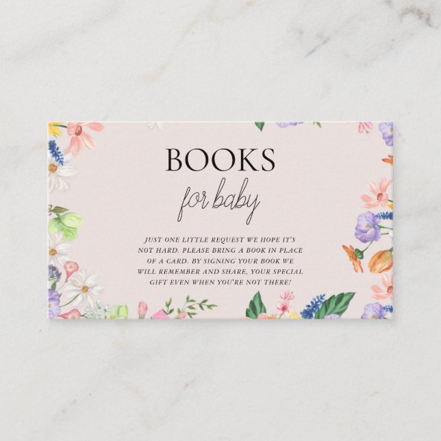 Carte D'accompagnement Livres fleur sauvage Spring Baby shower Pour Bébé (Devant)