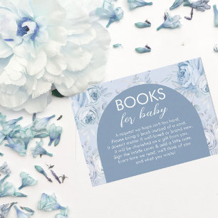 Carte D'accompagnement Livres Fleuris Bleu Poussiéreux Pour Bébé