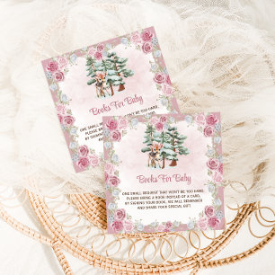 Carte D'accompagnement Livres Fleuris de Cerf pour Baby Shower Fille