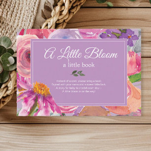 Carte D'accompagnement Livres Fleuris Rose Violet pour Baby Shower