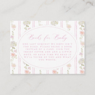 Carte D'accompagnement Livres Fleuris Vintage Rose Pâle pour Bébé