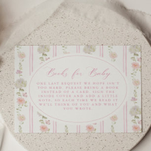Carte D'accompagnement Livres Fleuris Vintage Rose Pâle pour Bébé