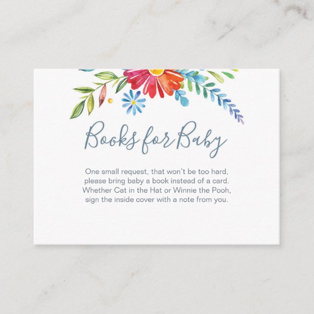 Carte D'accompagnement Livres Fleurs colorées pour bébé (Devant)