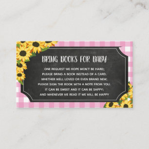 Carte D'accompagnement Livres Fleurs Jaunes et Rose Gingham Tableau Noir 