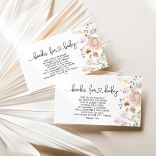Carte D'accompagnement Livres fleurs sauvages d'aquarelle pour bébé