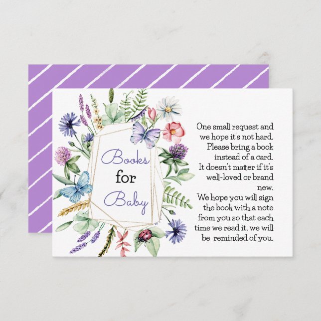 Carte D'accompagnement Livres fleurs sauvages pour Baby Card (Devant / Derrière)