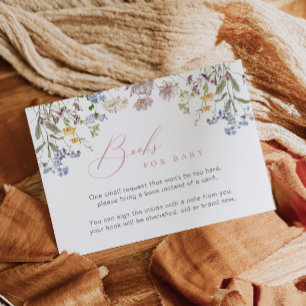 Carte D'accompagnement Livres fleurs sauvages pour Baby Insert Card Flora