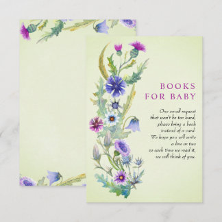 Carte D'accompagnement Livres fleurs sauvages Watercolor pour Baby shower