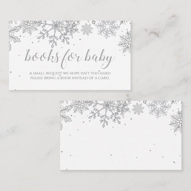 Carte D'accompagnement Livres flocon de neige d'hiver pour bébé (Devant / Derrière)