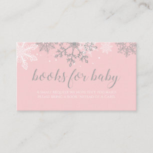 Carte D'accompagnement Livres flocon de neige pailletés rose et argent po