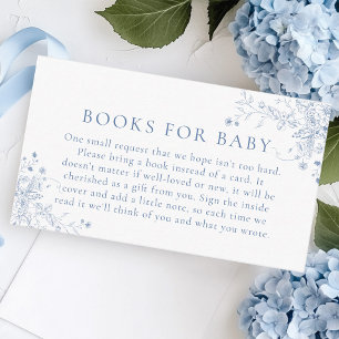 Carte D'accompagnement Livres Floral Blue Baby shower pour bébé