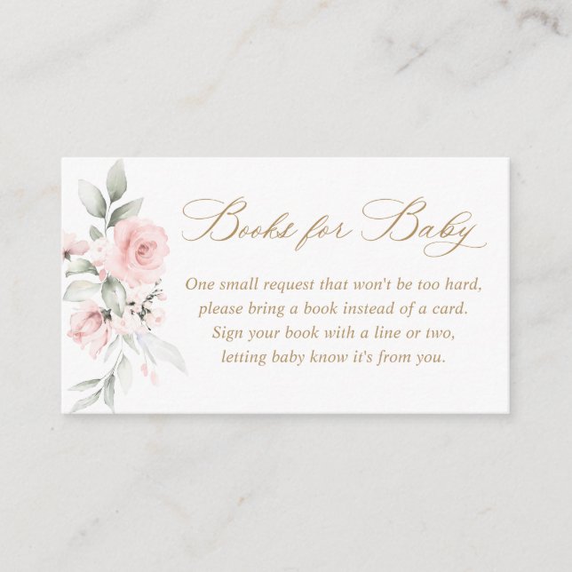 Carte D'accompagnement Livres Floral Blush Pink Gold Baby shower pour béb (Devant)