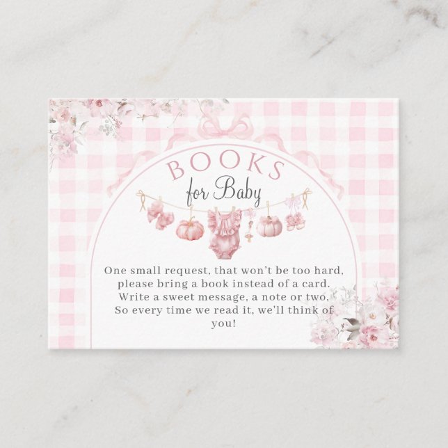 Carte D'accompagnement livres Floral Bow rose Citrouille Baby shower fill (Devant)