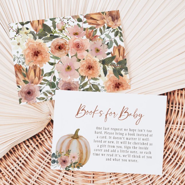 Carte D'accompagnement Livres Floral Citrouille Pour Bébé (Créateur téléchargé)