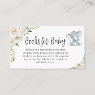 Carte D'accompagnement Livres Floral White Elephant pour bébé