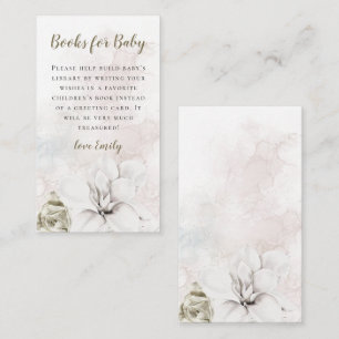 Carte D'accompagnement Livres Florals Blanches Pour Baby shower Garçon Bé