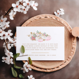 Carte D'accompagnement Livres Floraux Citrouilles Rose Et Or Pour Bébé