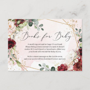 Carte D'accompagnement Livres floraux géométriques bordeaux luxuriants po