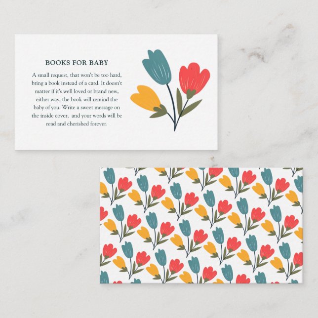 Carte D'accompagnement Livres Floraux Modernes pour Bébé (Devant / Derrière)