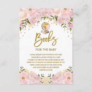 Carte D'accompagnement Livres floraux roses d'aventure de voyage pour le