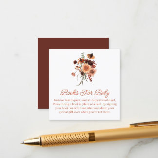 Carte D'accompagnement Livres Floraux Terracotta pour Baby Shower