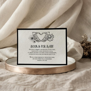 Carte D'accompagnement Livres Goth pour Baby shower Crâne & Fleurs