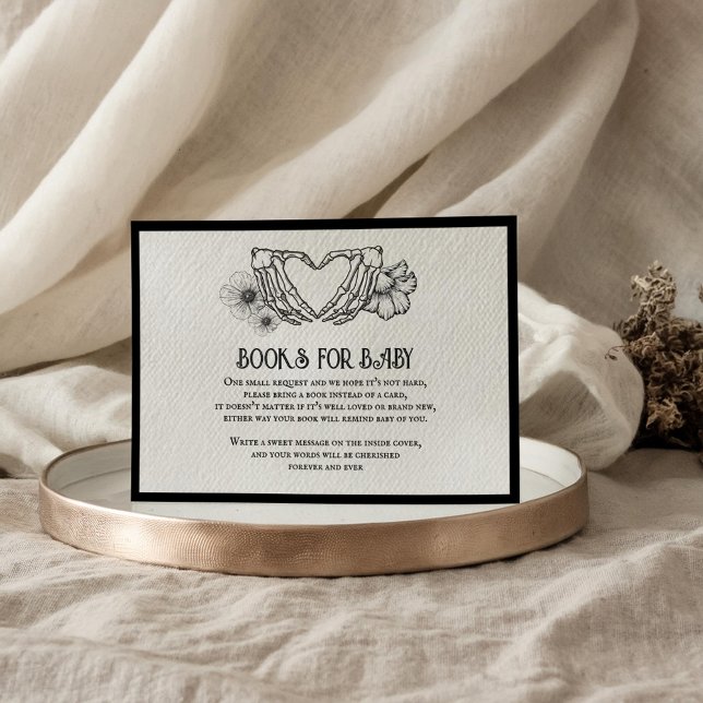 Carte D'accompagnement Livres Goth pour Baby shower Crâne & Fleurs (Créateur téléchargé)